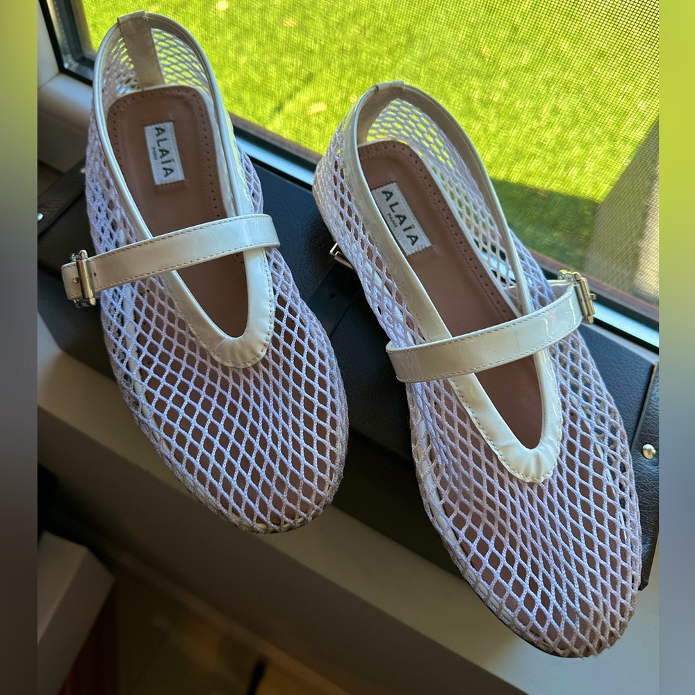 Alaia white mesh sandals